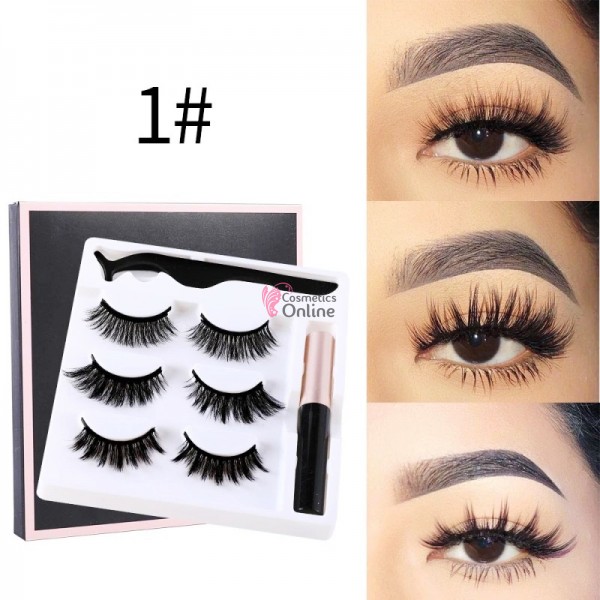 Gene false Amelie Effect 3D tip banda 3 perechi cu Magnet Cod 3A + Adeziv cu magnet si Penseta